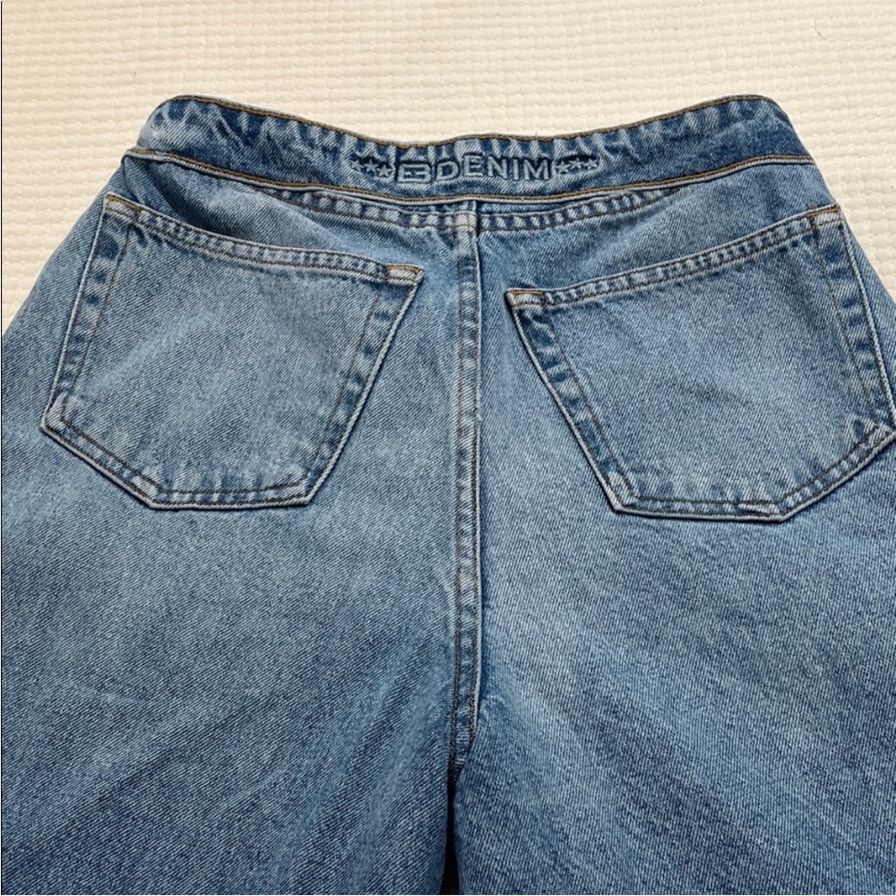 EB Denim Fold Over Waist Wide Leg Jeans street style USA actual sz 28 grunge - Picture 11 of 15